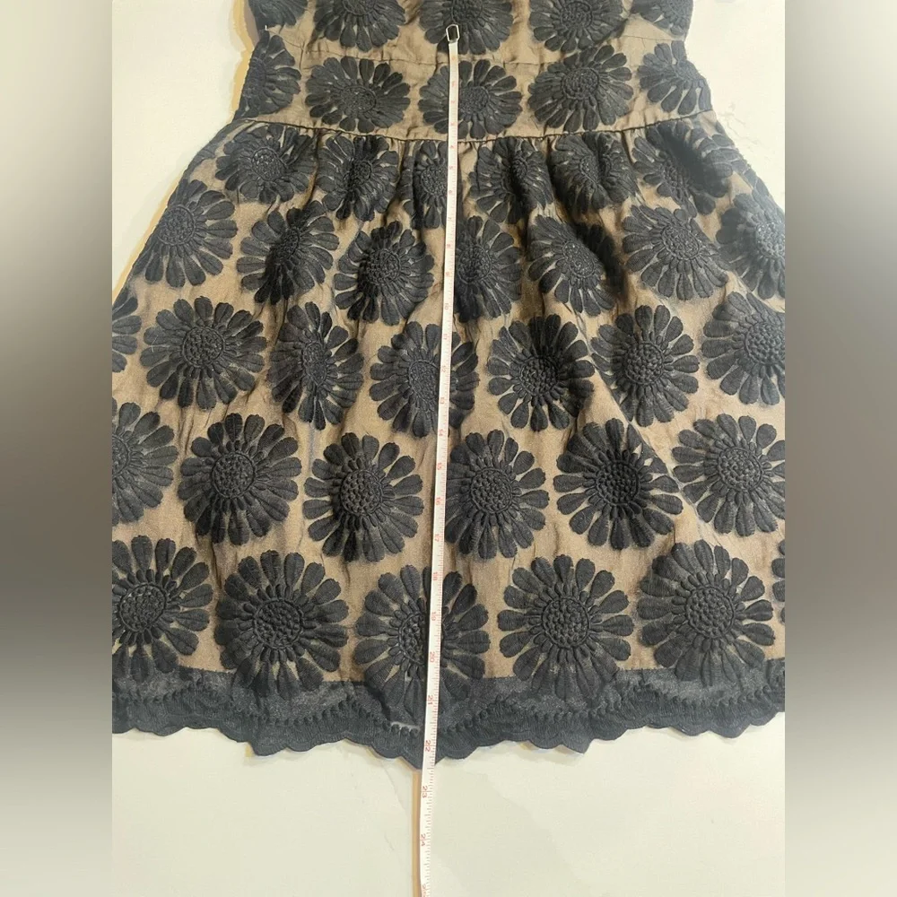 Leifsdottir Fit & Flare Sleeveless Sheer Black Dress with Tan Lining - Picture 11 of 16